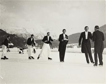 ALFRED EISENSTAEDT (1898-1995) A group of three photographs from St. Moritz showing the iconic ice skating waiters.